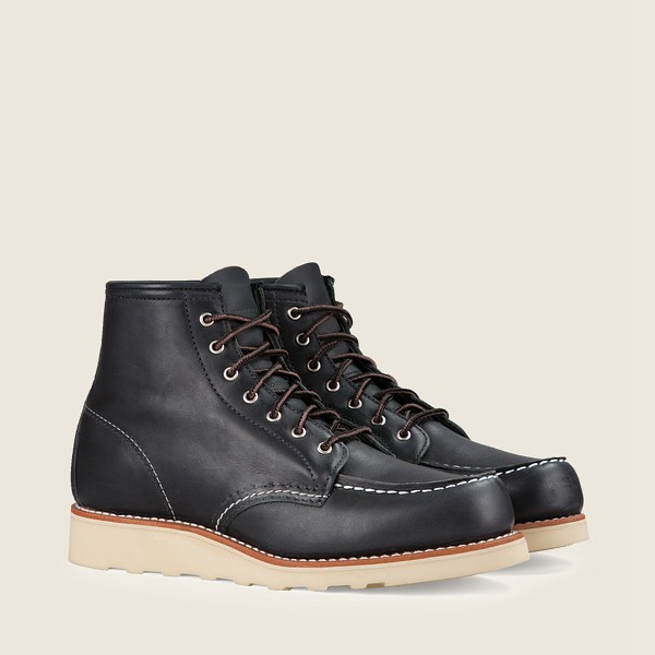 Red Wing Heritage Bot Bayan - 6-Inch Classic Moc - Short Boundary Deri - Siyah - 31YTKMLNE